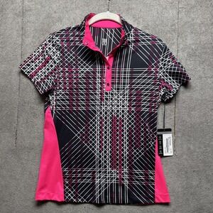 tail Golf Top Womens XS Black‎ Pink Sun Protection Activewear Snaps upf 50